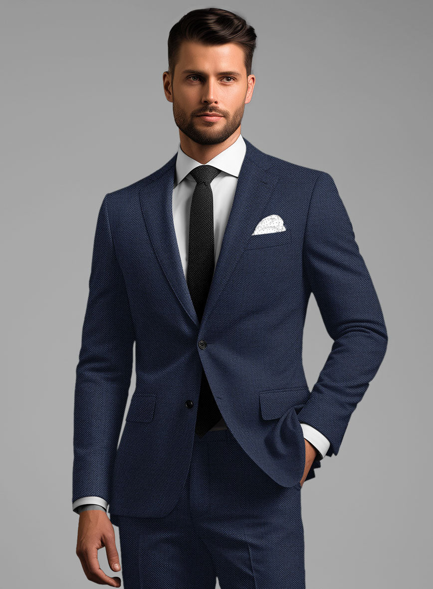 Birdseye Wool Royal Blue Jacket - StudioSuits