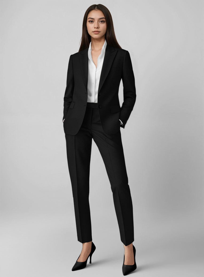 Women's Black Cotton Power Stretch Chino Suit - StudioSuits