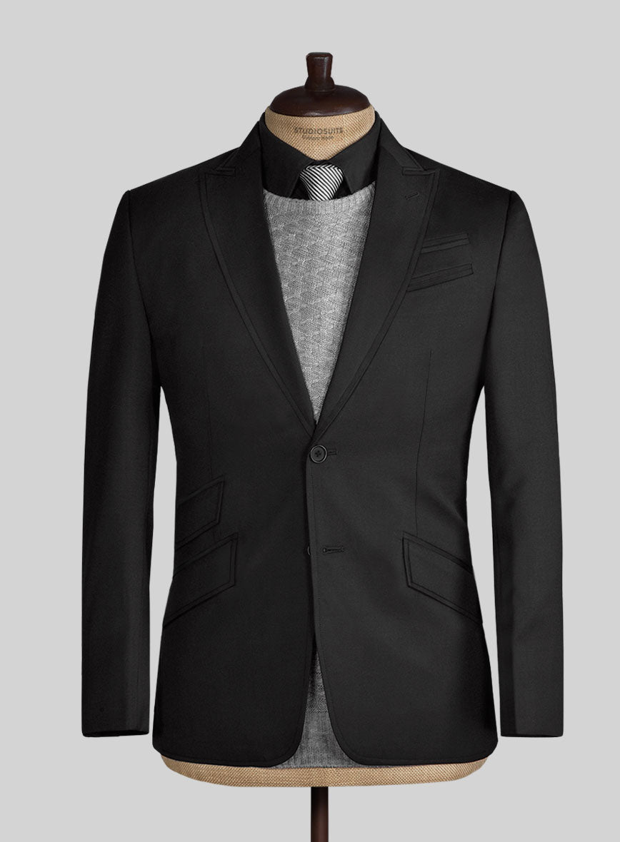 Black Merino Wool Manhattan Style Sports Coat - StudioSuits