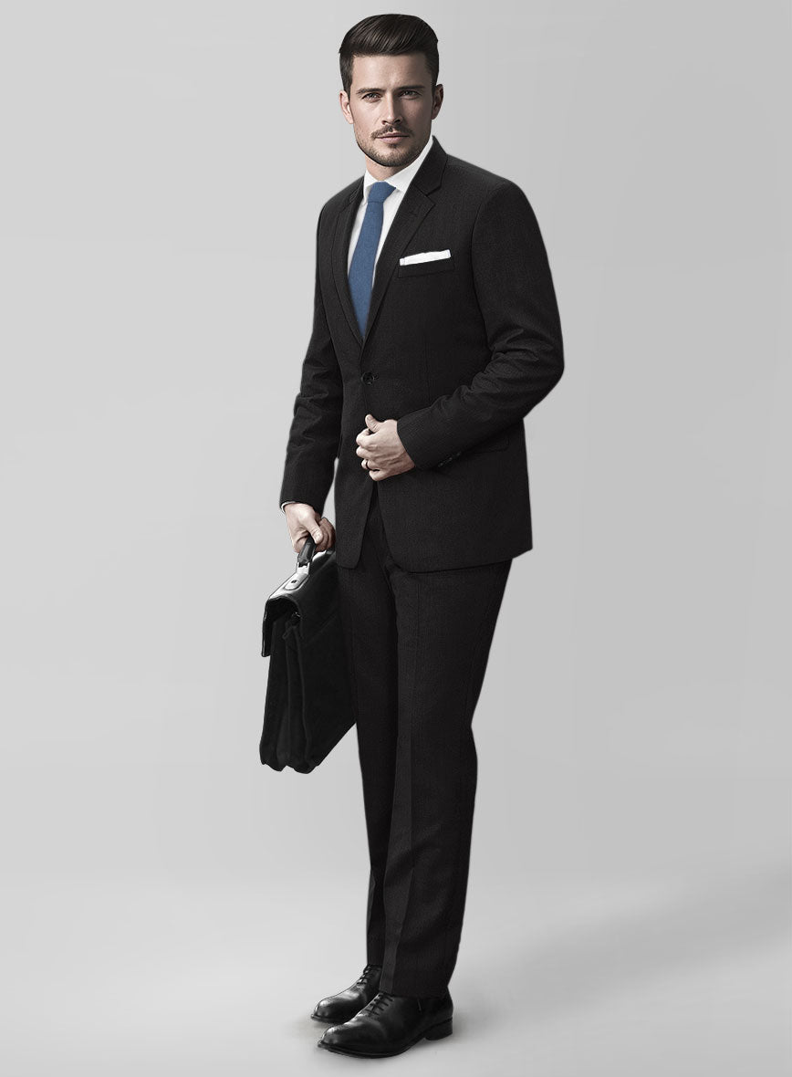 Black Merino Wool Suit - StudioSuits