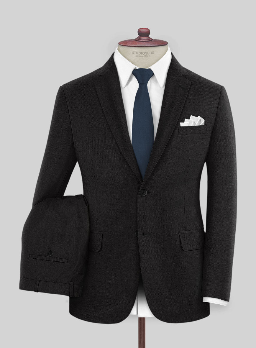 Black Merino Wool Suit - StudioSuits