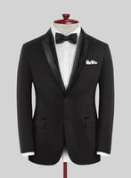 Black Merino Wool Tuxedo Suit - StudioSuits