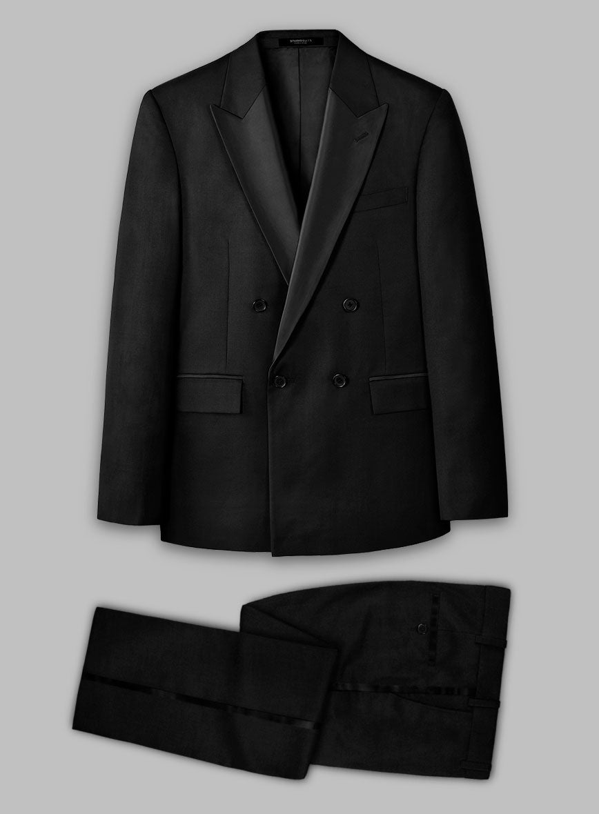 Black Smoking Double Breasted Tuxedo Suit - StudioSuits