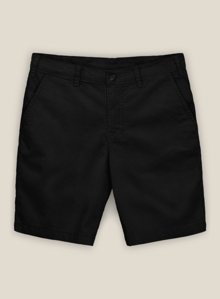 Black Stretch Chino Shorts - StudioSuits