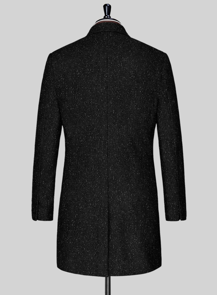 Black Flecks Donegal Tweed Overcoat - StudioSuits