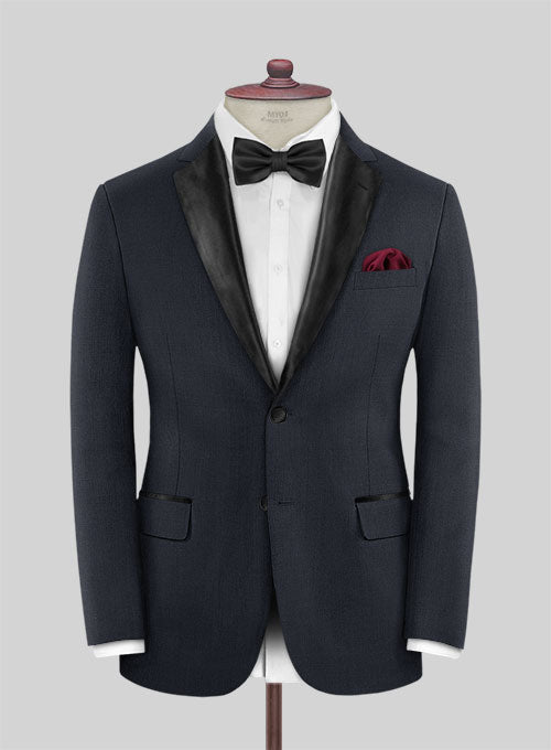 Blue Merino Wool Tuxedo Jacket - StudioSuits