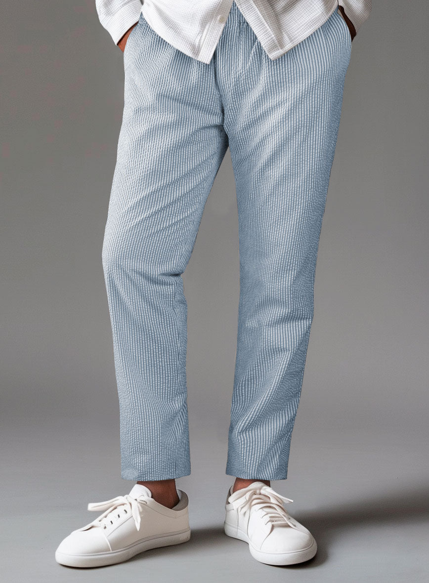 Easy Pants Blue Seersucker - StudioSuits