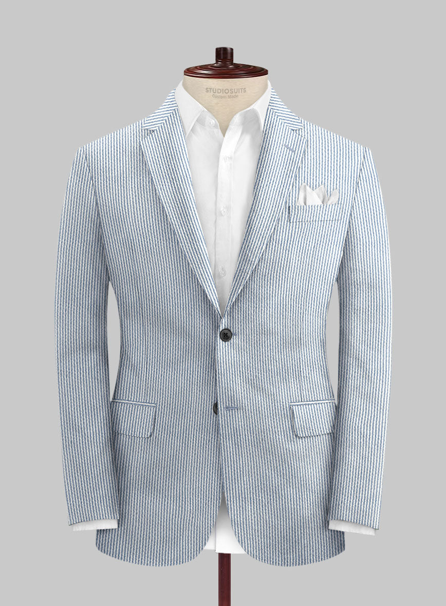 Blue Seersucker Jacket - StudioSuits