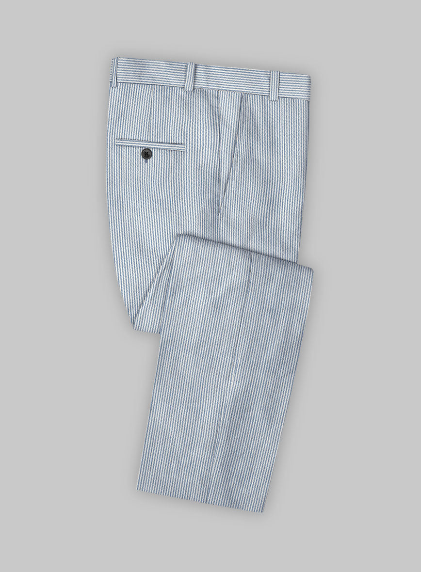 Blue Seersucker Pants - StudioSuits