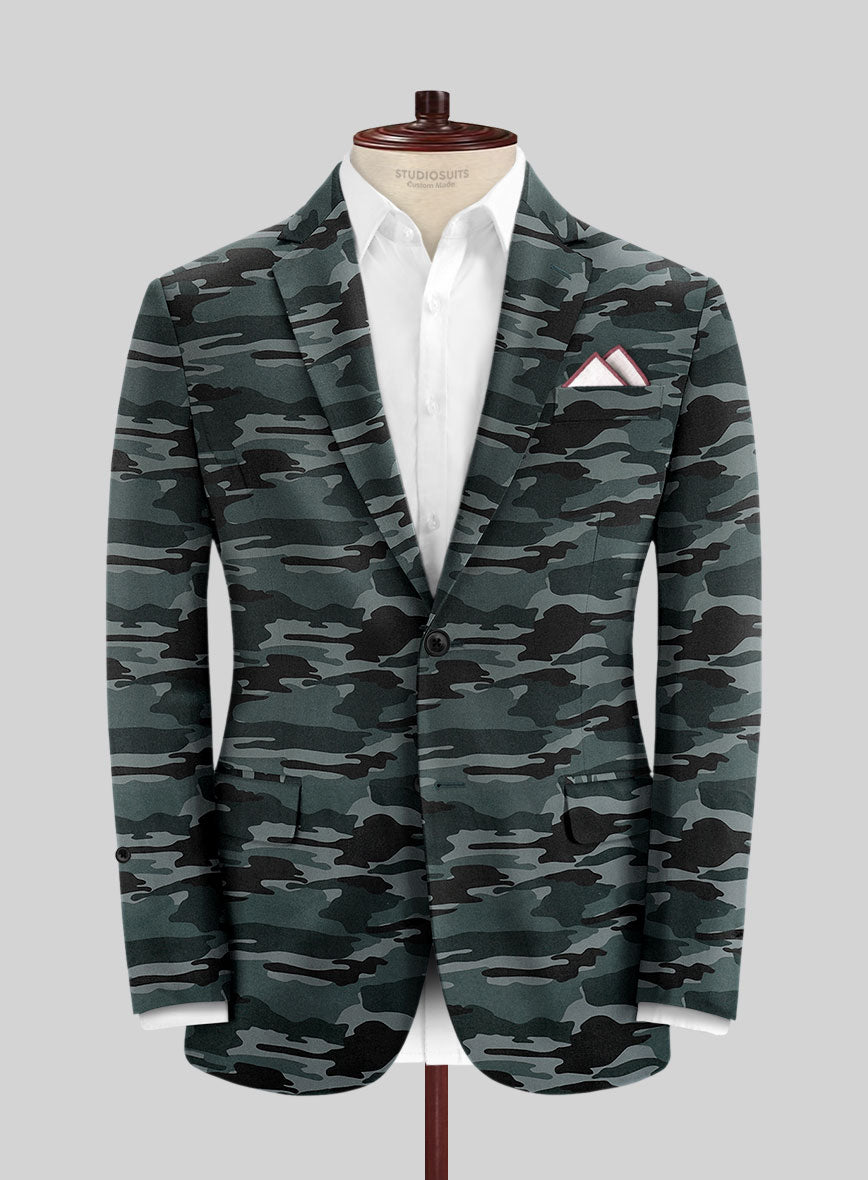 Blue Stretch Camo Jacket - StudioSuits