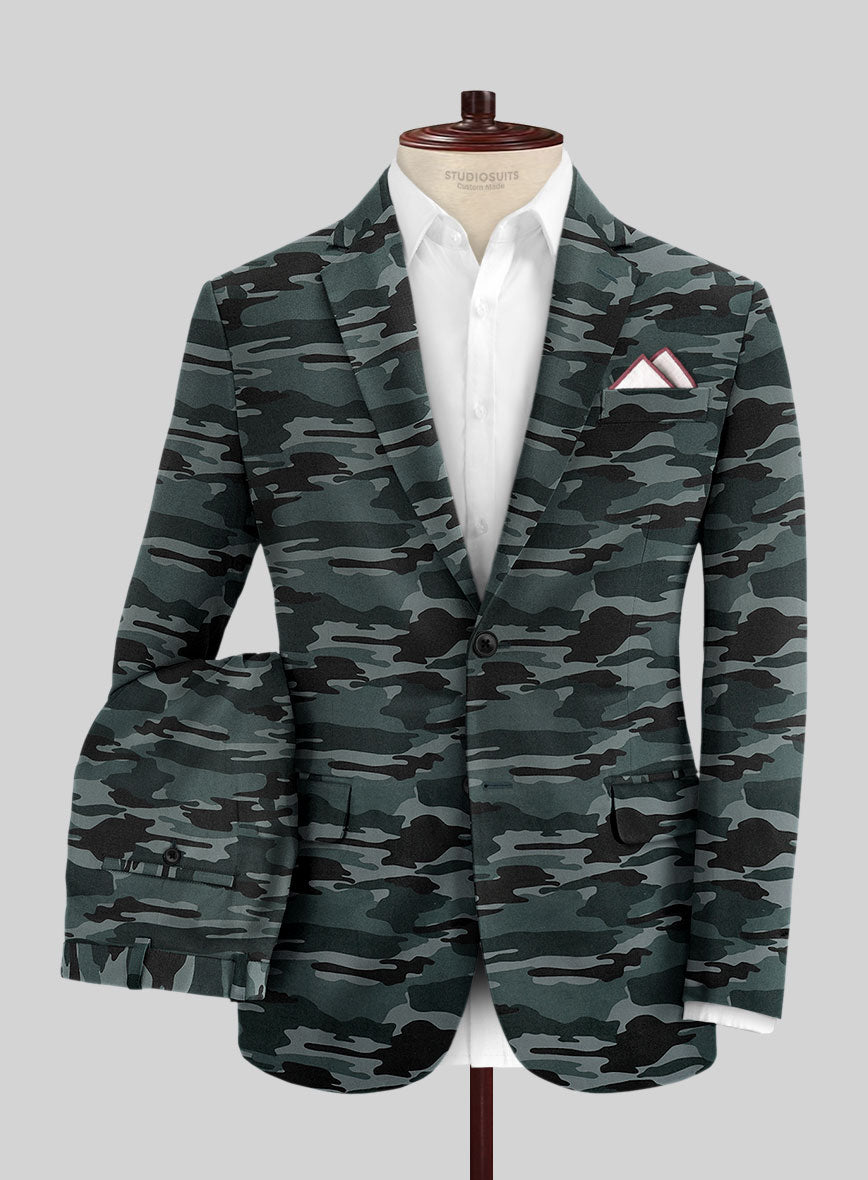 Blue Stretch Camo Suit - StudioSuits