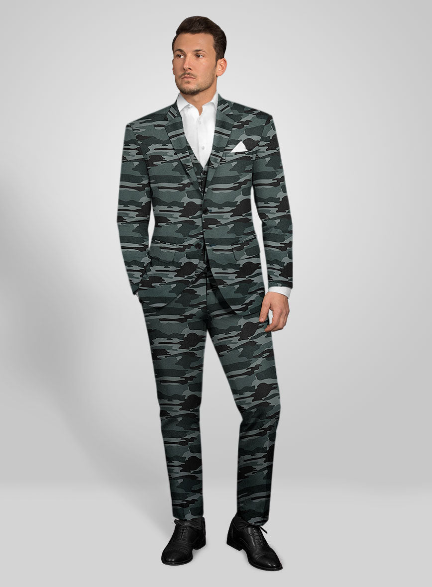 Blue Stretch Camo Suit - StudioSuits