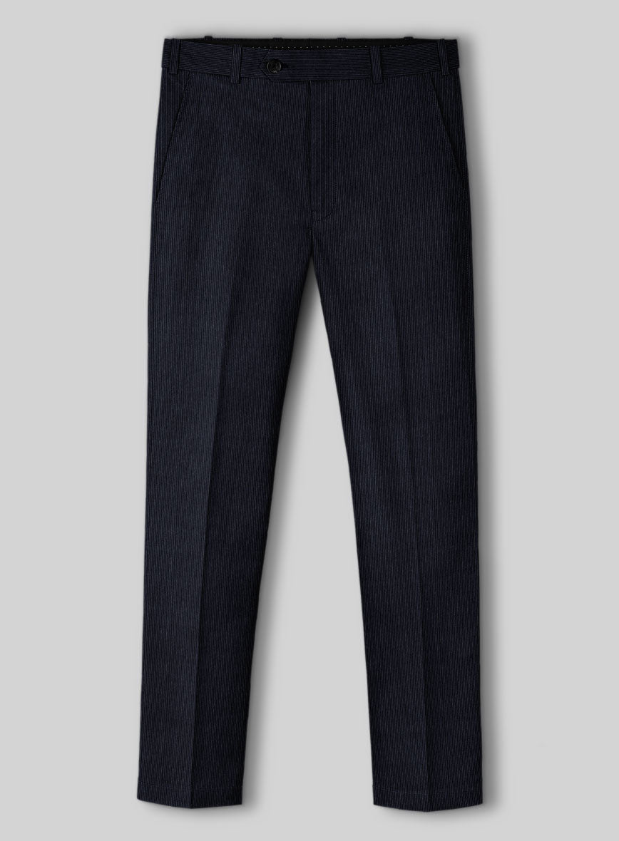 Blue Stretch Pin Corduroy Pants - StudioSuits