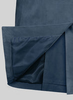 Blue Suede Leather Pea Coat - StudioSuits