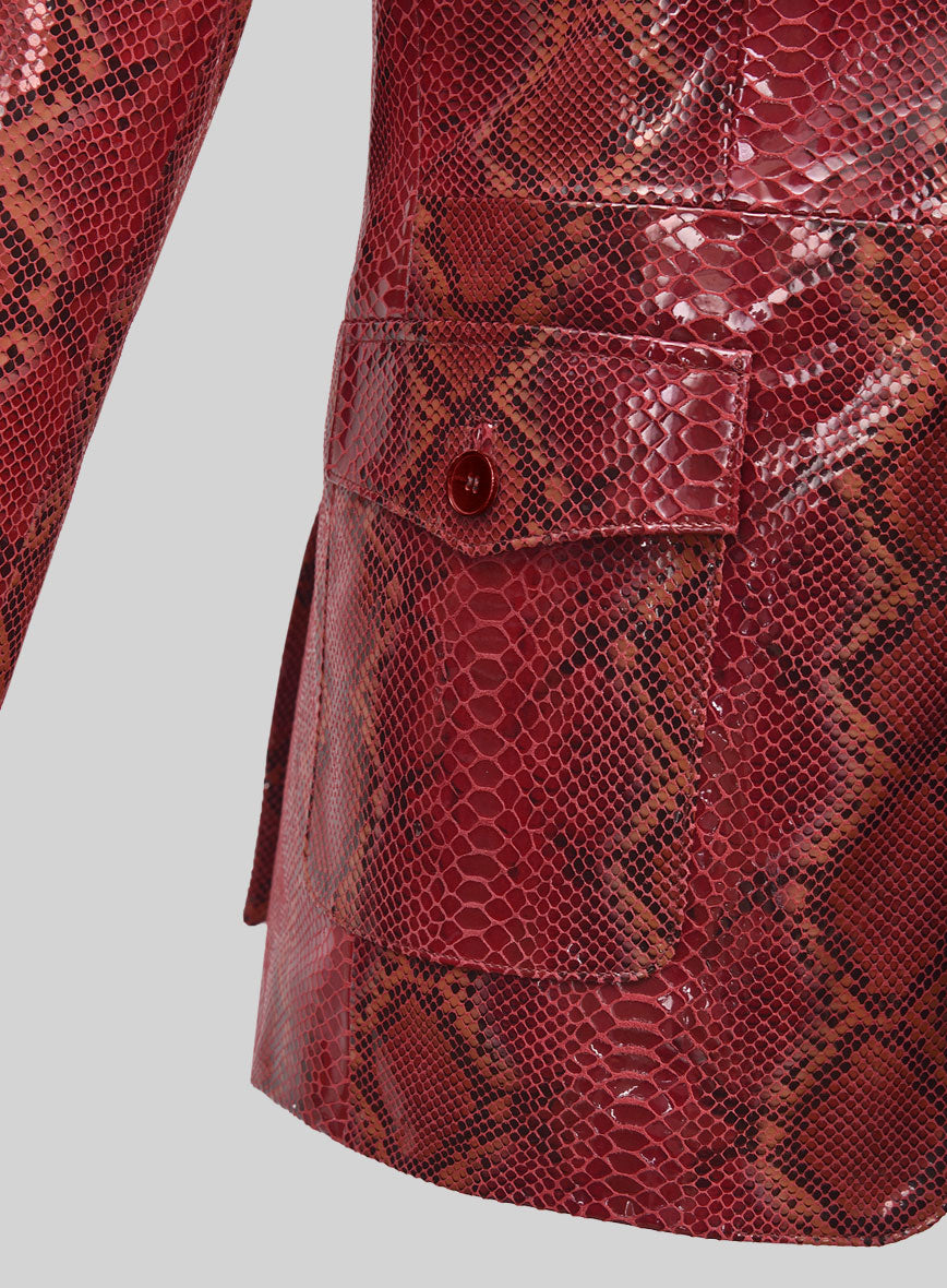 Bold Red Python Western Leather Blazer - StudioSuits