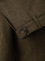 Bottle Brown Herringbone Tweed Suit - Leather Trim - StudioSuits