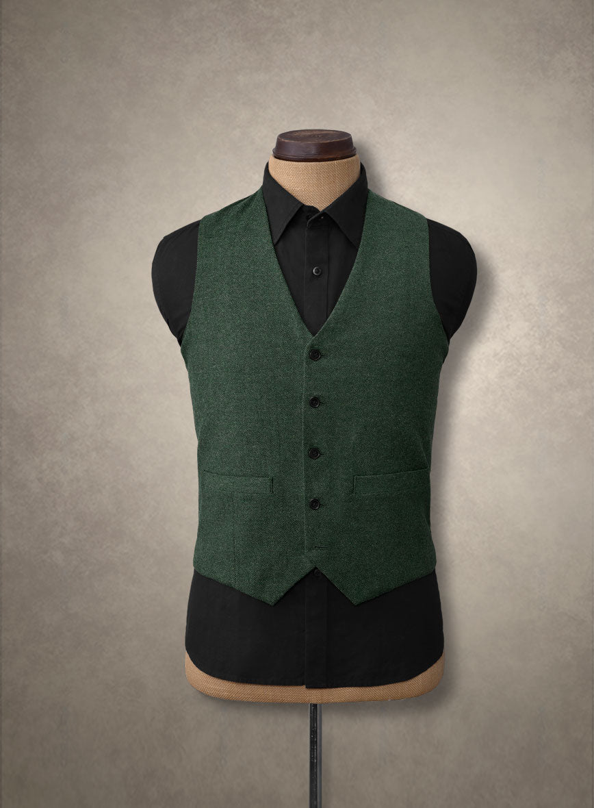 Bottle Green Herringbone Tweed 3 Piece Suit - StudioSuits