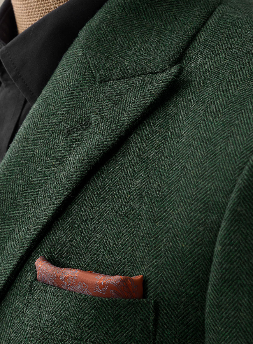 Bottle Green Herringbone Tweed 3 Piece Suit - StudioSuits