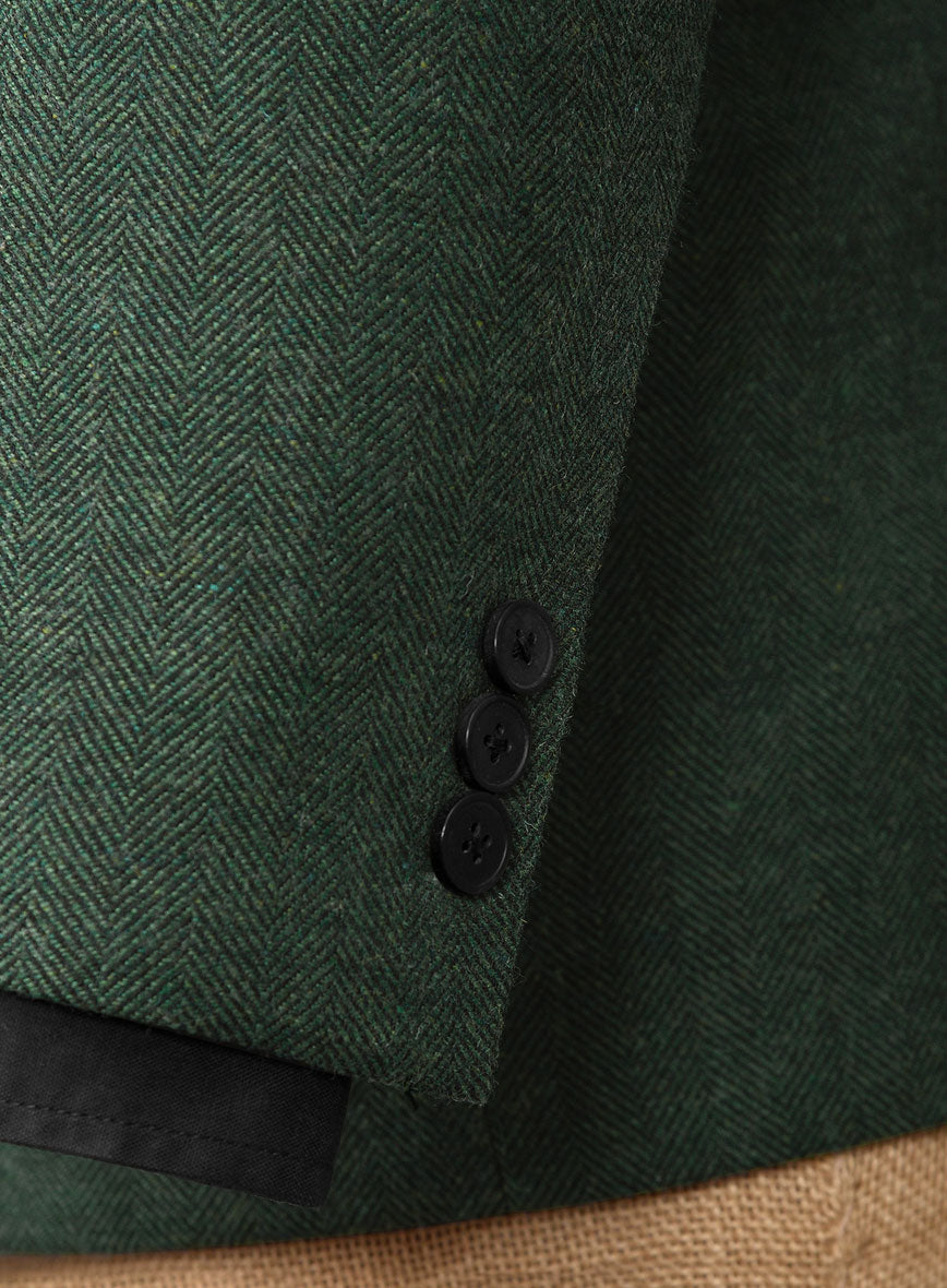 Bottle Green Herringbone Tweed 3 Piece Suit - StudioSuits