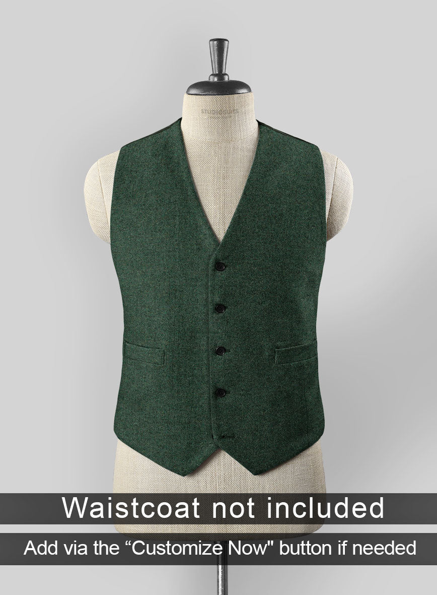 Bottle Green Herringbone Tweed Suit - StudioSuits