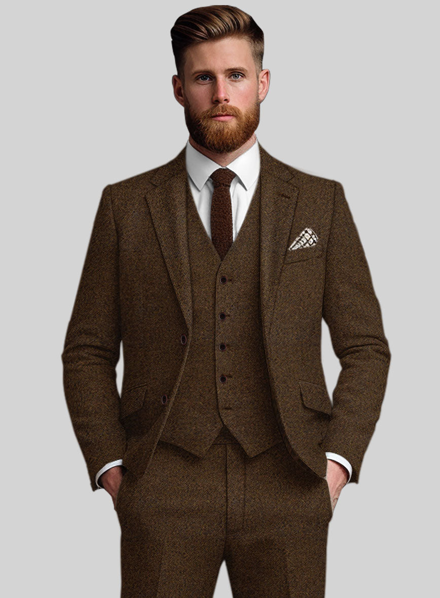 Bramble Brown Heavy Tweed Suit - StudioSuits