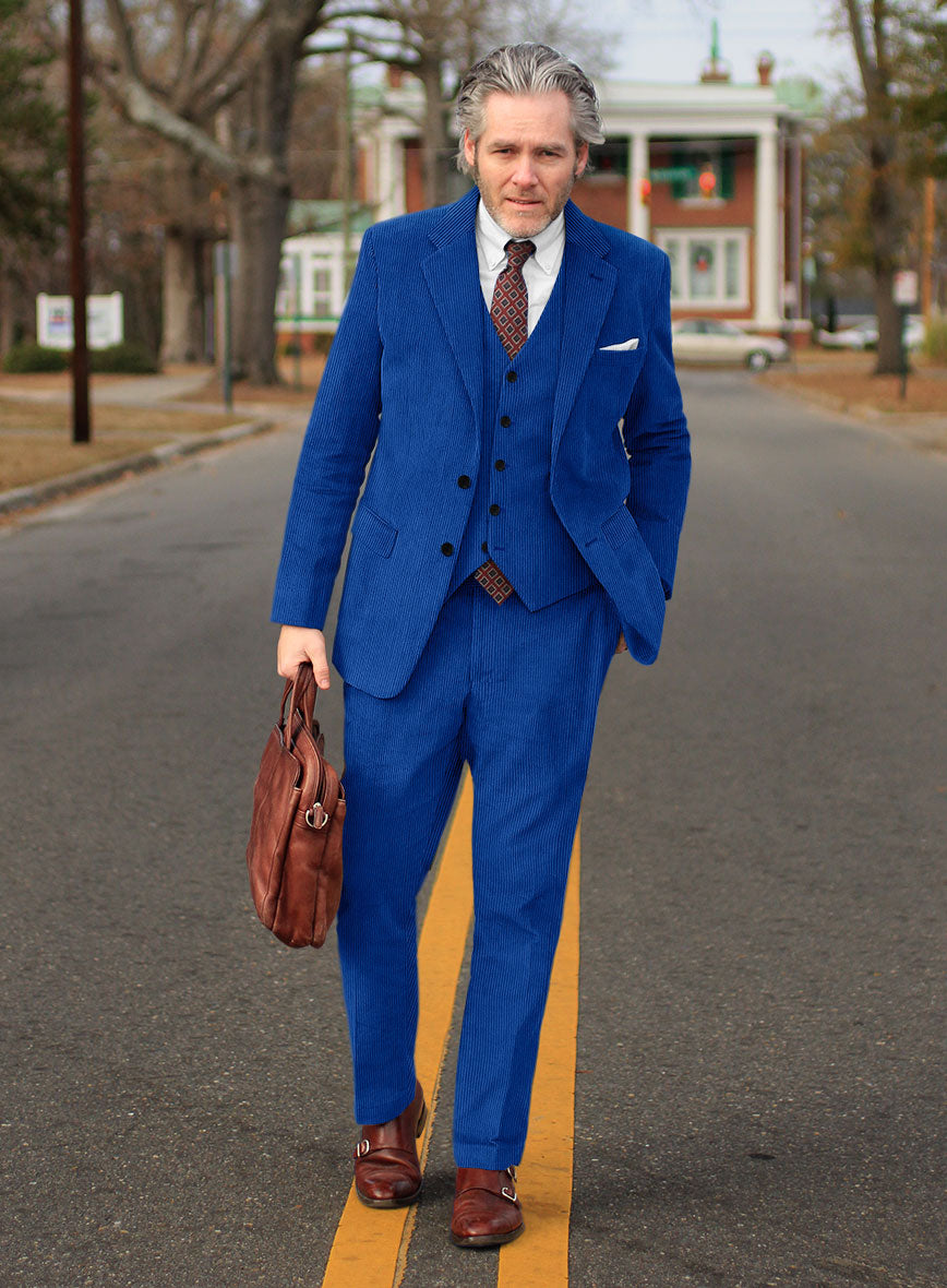 Bright Blue Corduroy Suit - StudioSuits