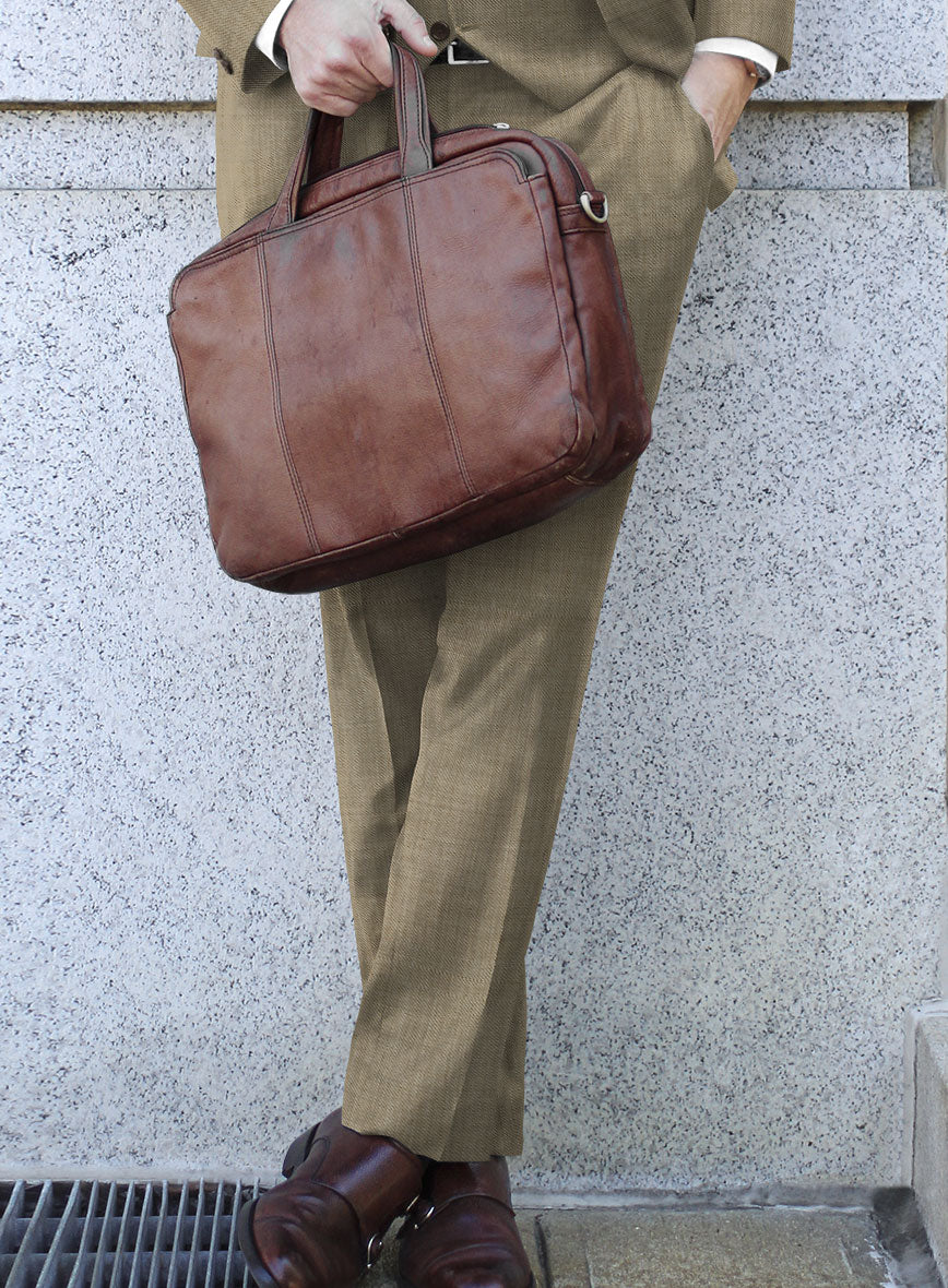 Bristol Beige Sharkskin Pants - StudioSuits