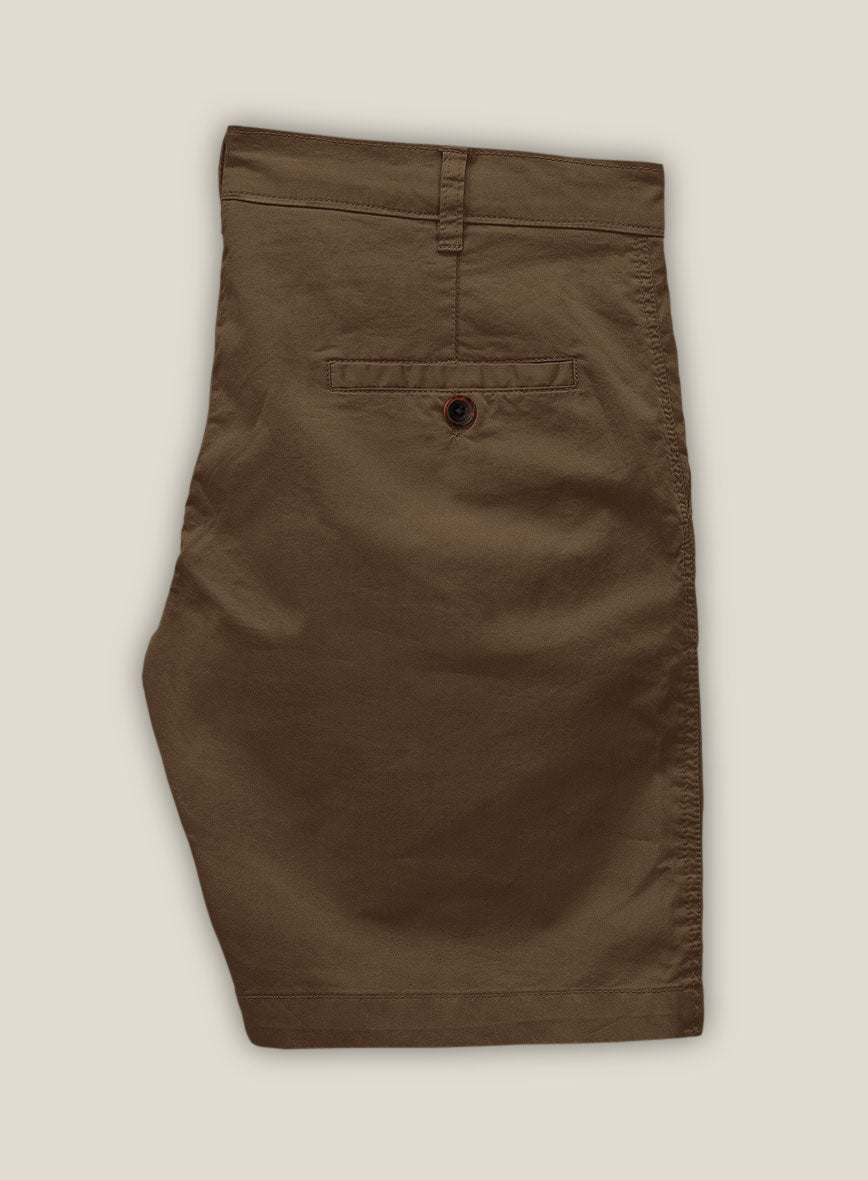 Brown Stretch Chino Shorts - StudioSuits