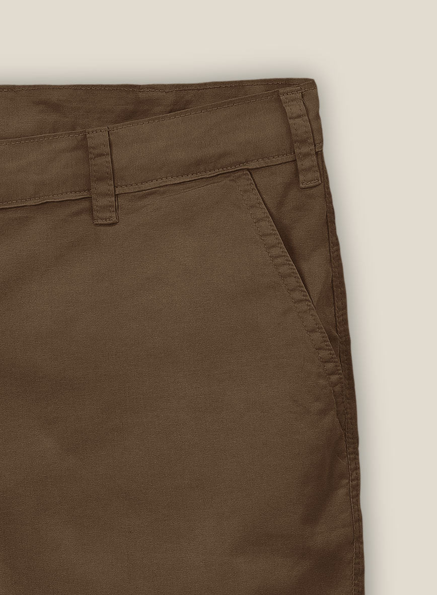 Brown Stretch Chino Shorts - StudioSuits