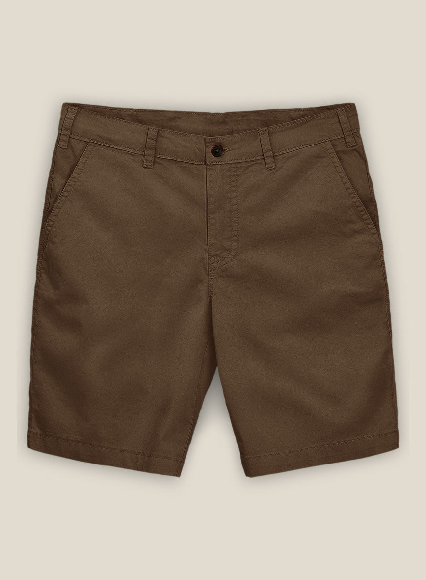 Brown Stretch Chino Shorts - StudioSuits