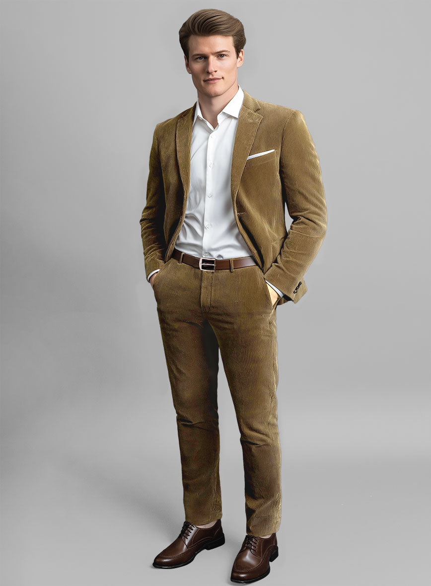 Brown Stretch Pin Corduroy Suit - StudioSuits