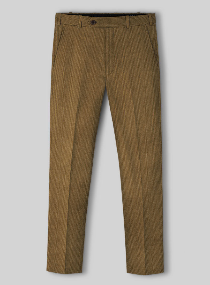 Brown Stretch Pin Corduroy Pants - StudioSuits