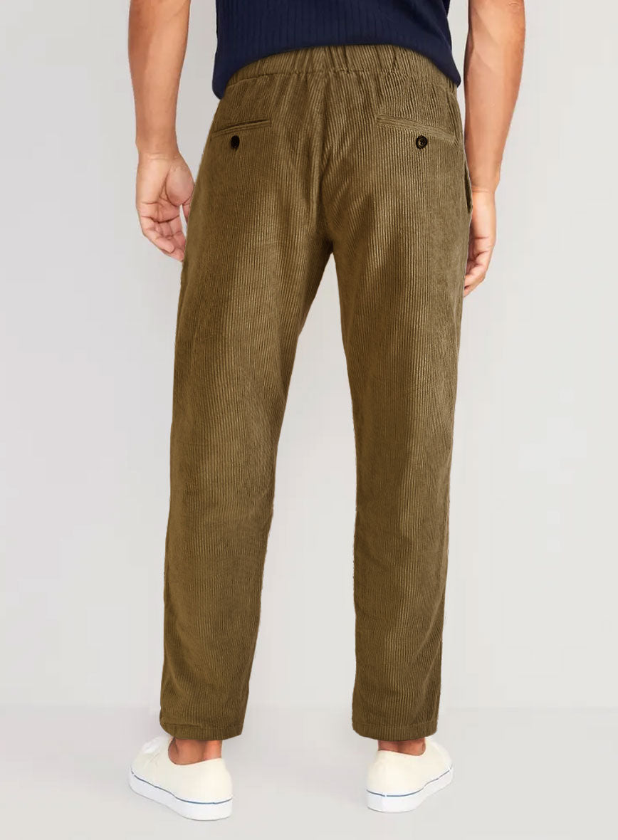 Brown Stretch Pin Corduroy Easy Pants - StudioSuits