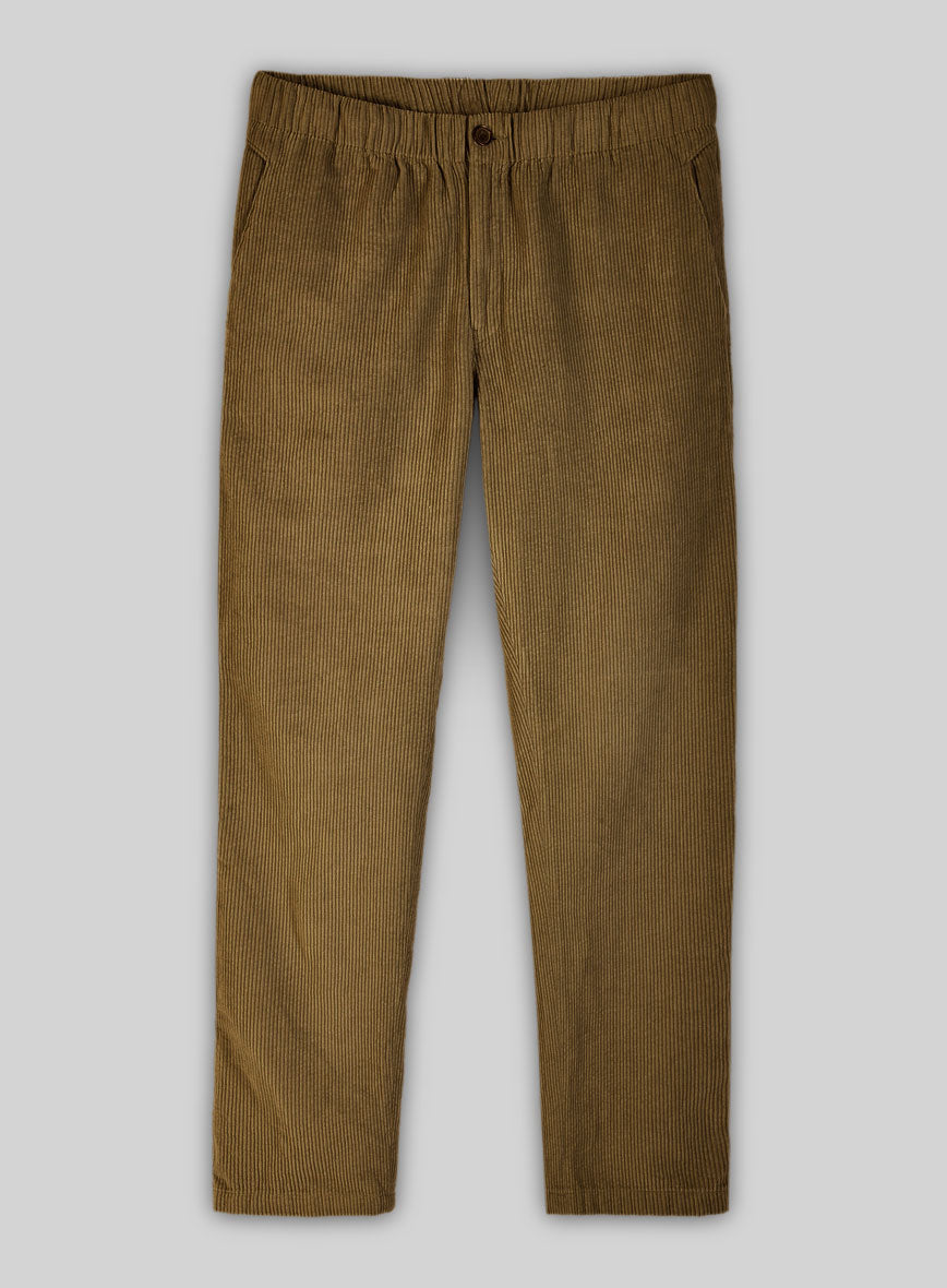 Brown Stretch Pin Corduroy Easy Pants - StudioSuits