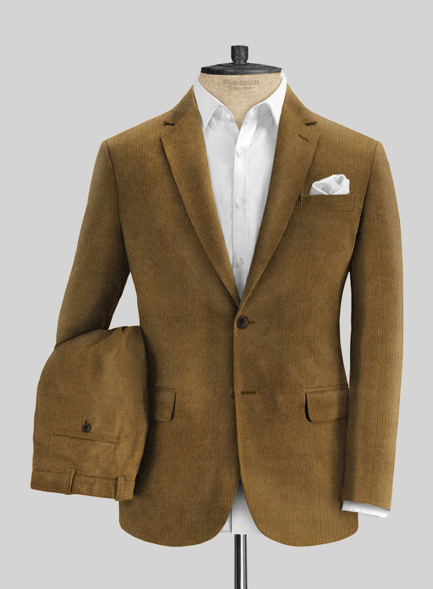 Brown Stretch Pin Corduroy Suit - StudioSuits