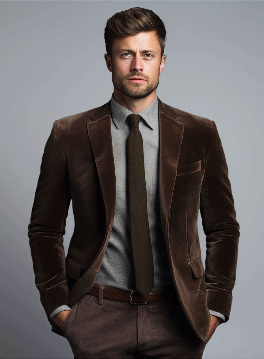 Vintage newest Men’s Bespoke Chocolate Brown Velvet Blazer, Size 44