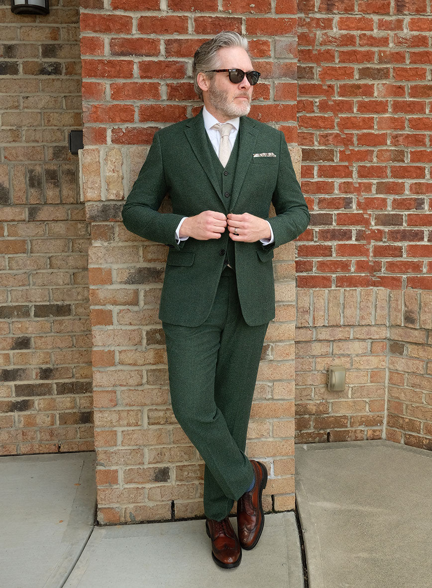 Bottle Green Herringbone Tweed Suit - StudioSuits