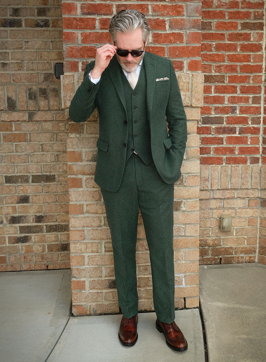 Bottle Green Herringbone Tweed Suit - StudioSuits