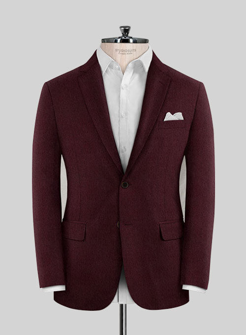 Burgundy Flannel Wool Jacket - StudioSuits