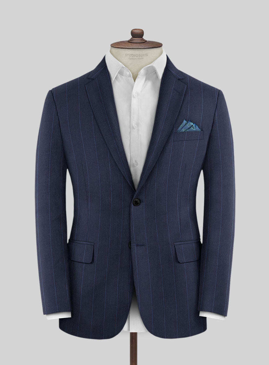 Caccoppoli Sun Dream Colta Blue Wool Silk Suit - StudioSuits