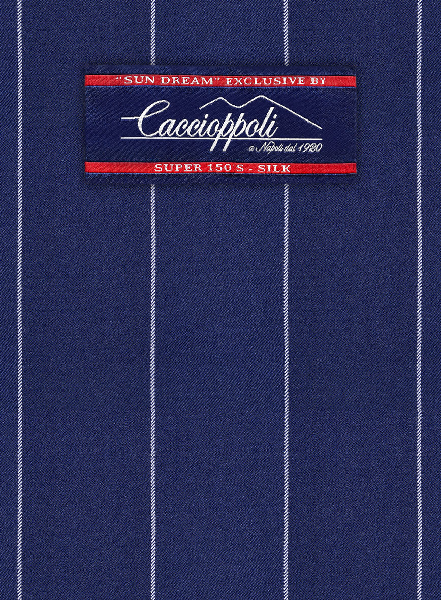 Caccioppoli Sun Dream Omiro Royal Blue Wool Silk Jacket - StudioSuits