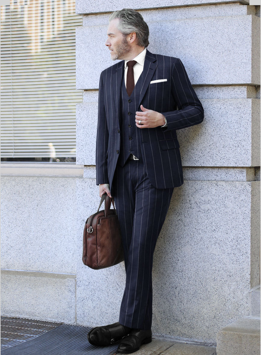 Caccioppoli Sun Dream Uggo Dark Navy Wool Silk Suit - StudioSuits