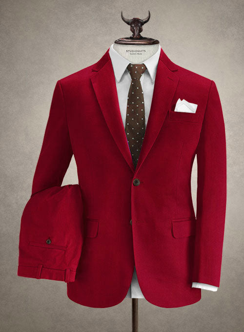 Caccioppoli Canvas Red Cotton Suit - StudioSuits