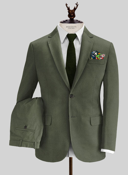 Caccioppoli Cotton Gabardine Oak Green Suit - StudioSuits