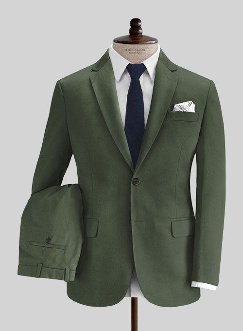 Caccioppoli Cotton Drill Green Suit - StudioSuits