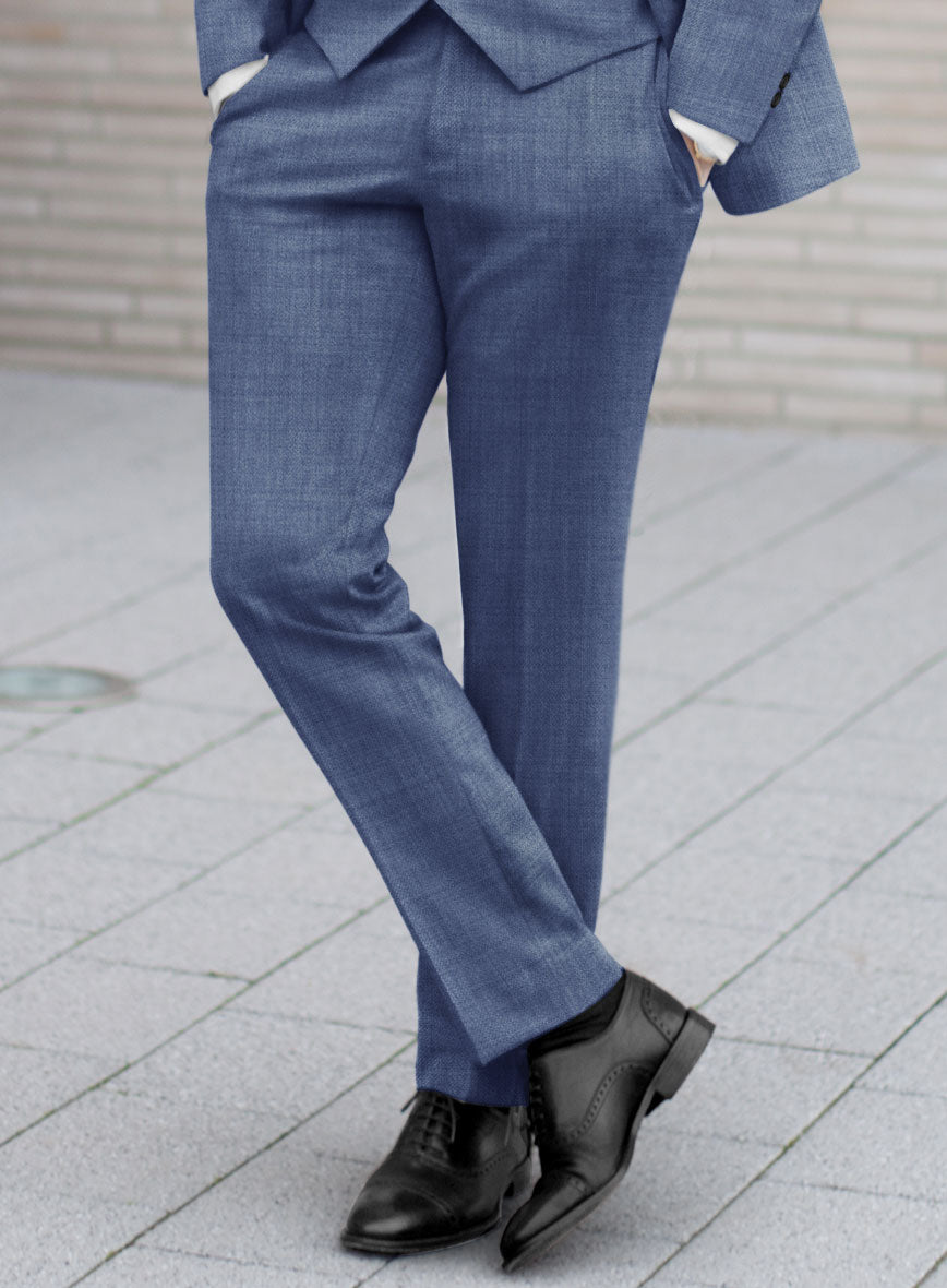 Caccioppoli Sun Dream Angres Dusk Blue Wool Pants - StudioSuits