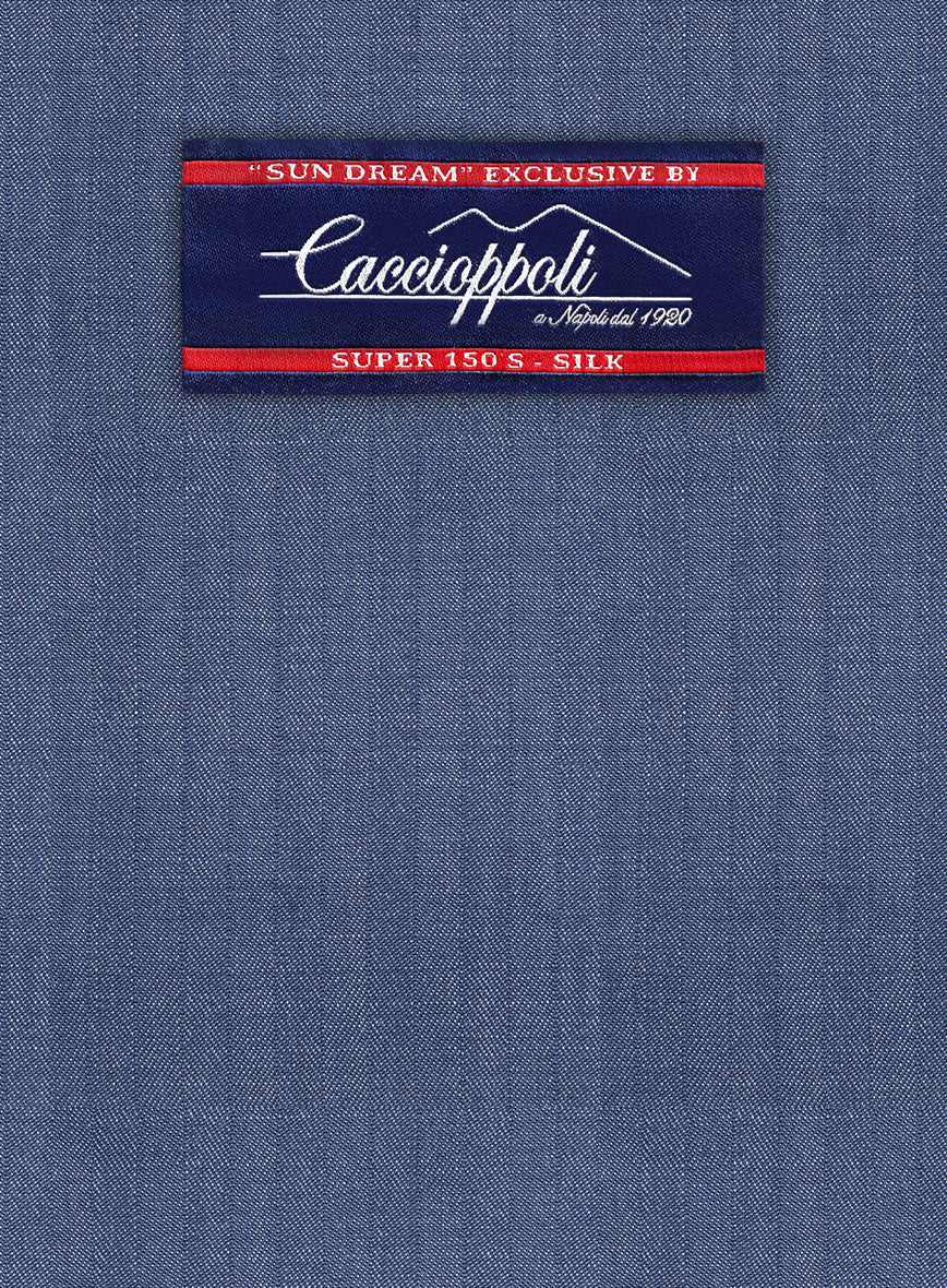 Caccioppoli Sun Dream Angres Dusk Blue Wool Pants - StudioSuits