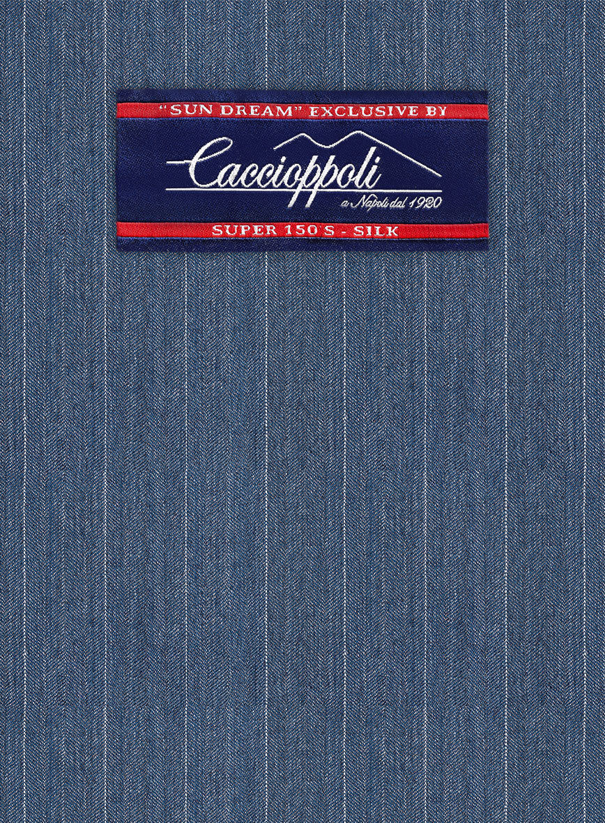 Caccioppoli Sun Dream Bansco Blue Wool Silk Pants - StudioSuits