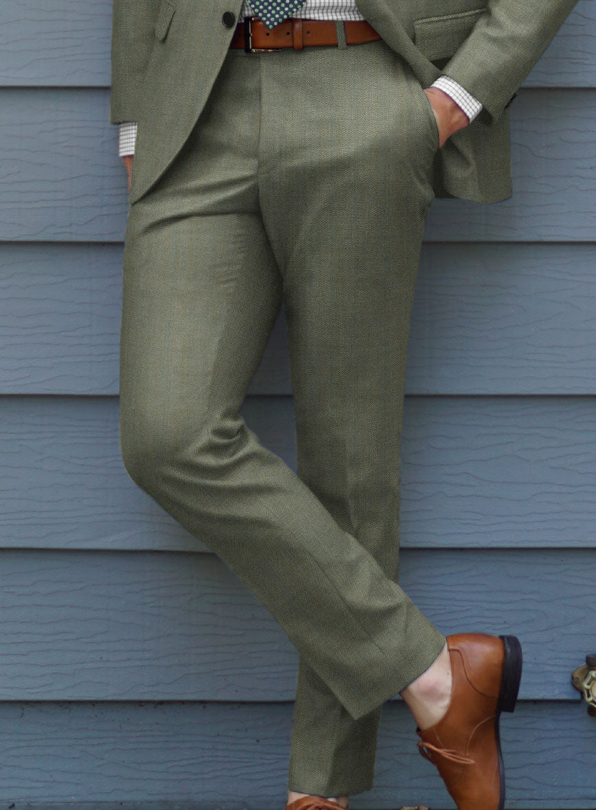 Caccioppoli Sun Dream Clasio Herringbone Wool Pants - StudioSuits