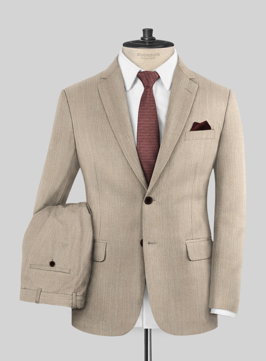 Caccioppoli Sun Dream Emasie Muted Beige Wool Suit - StudioSuits